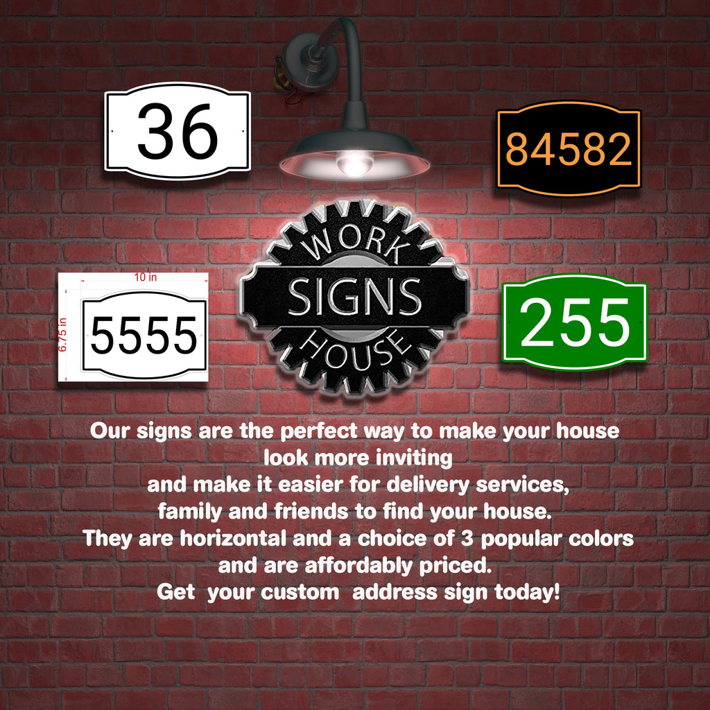 Custom House Number Sign Horizontal Black 10x6.75