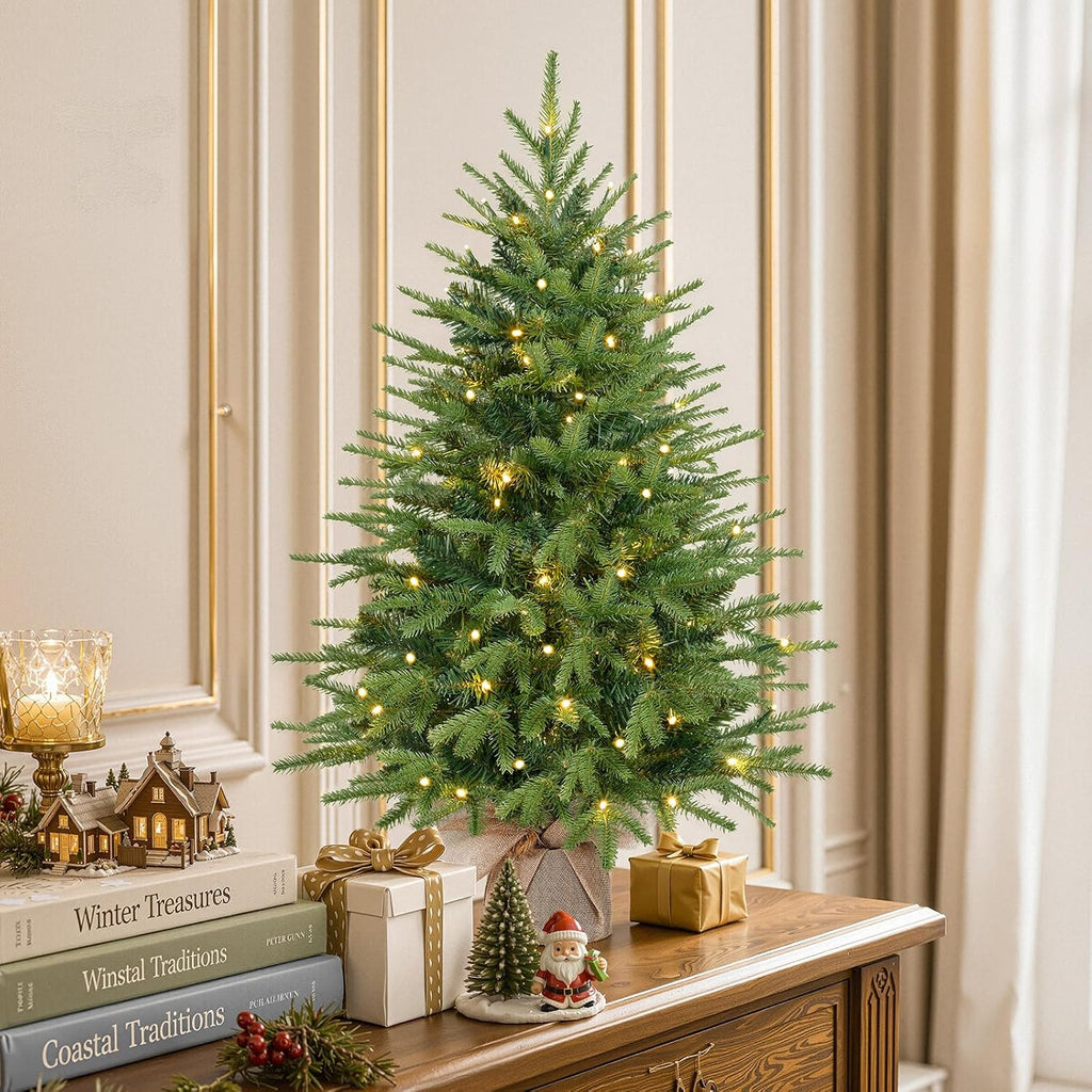 3ft Prelit Artificial Mini Christmas Tree for Tabletop Desk Decor