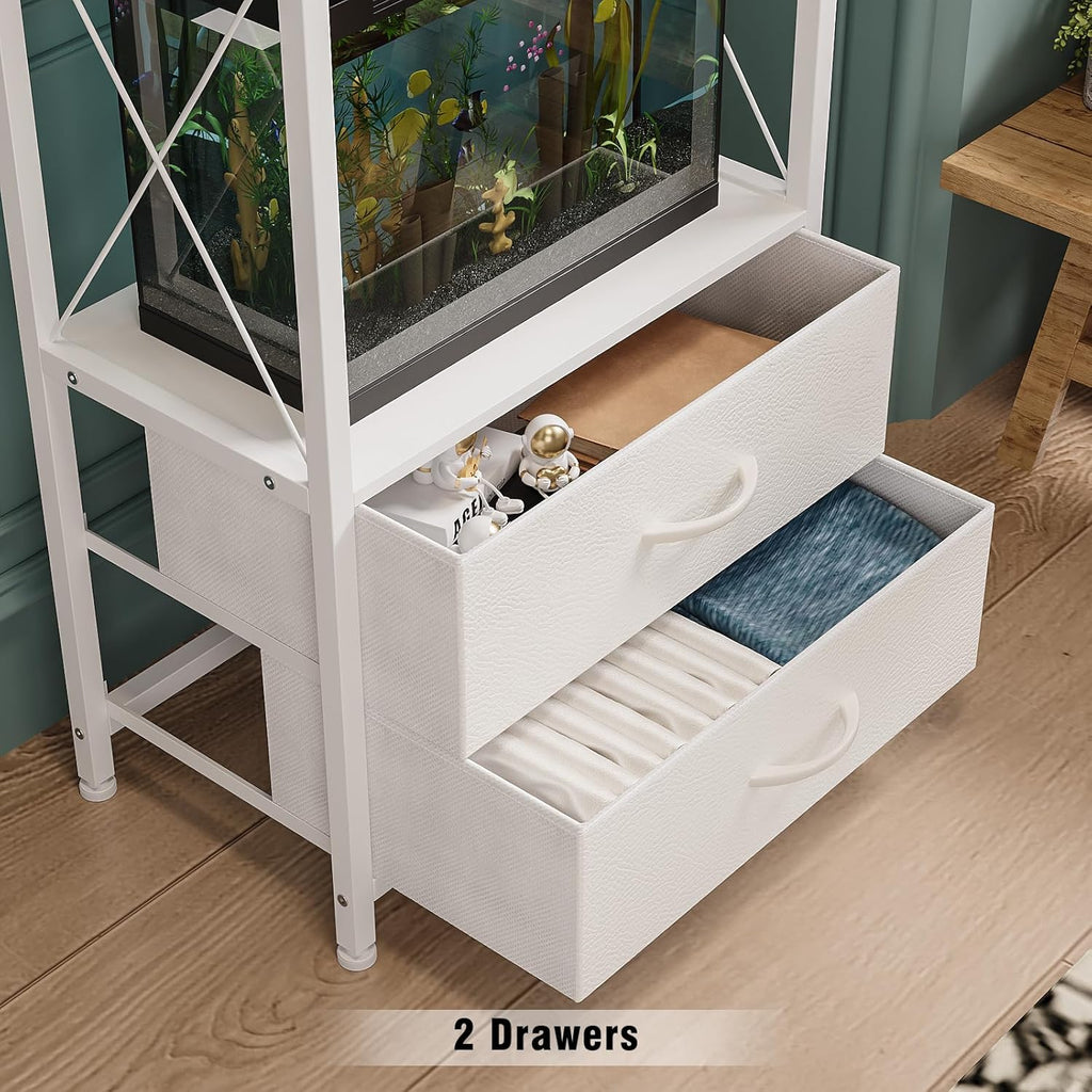 10 Gallon Aquarium Stand with 2 Drawers, White
