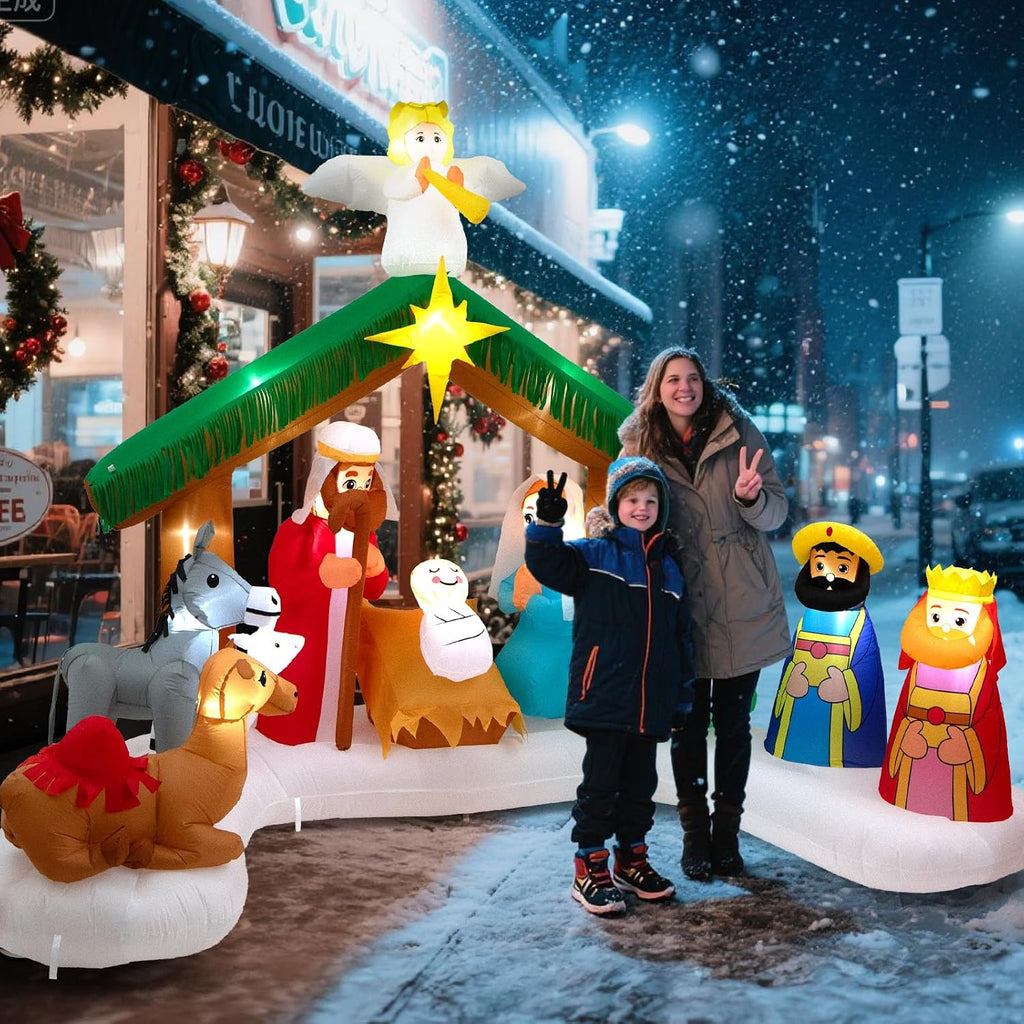 12FT Christmas Inflatables Nativity Scene: Large Xmas Outdoor Yard Decor