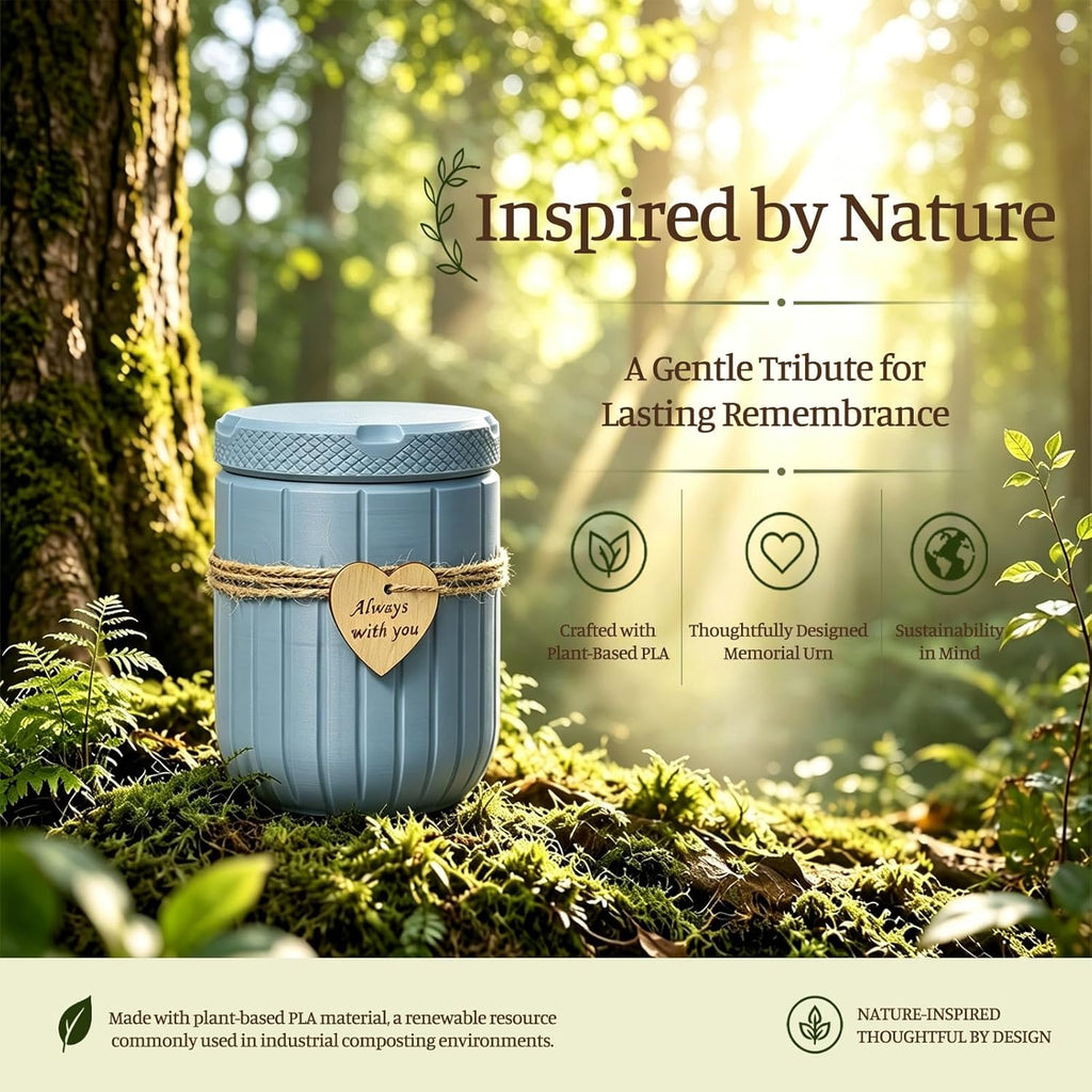 Eco-Friendly Pet Urn for Dog & Cat Ashes, Plant-Based PLA Cremation Urn for Pets up to 65lb, Natural Farewell
