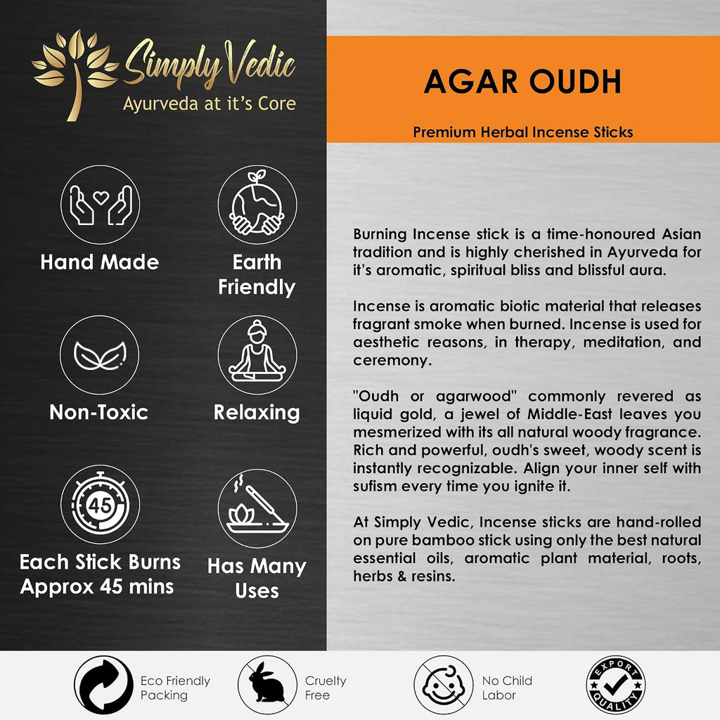 Agar Oudh Incense Stick (Approx 135 Sticks, 250 Grams) Premium Handmade Agarbatti with Insense Holder| Lasts 45 - Set of 135