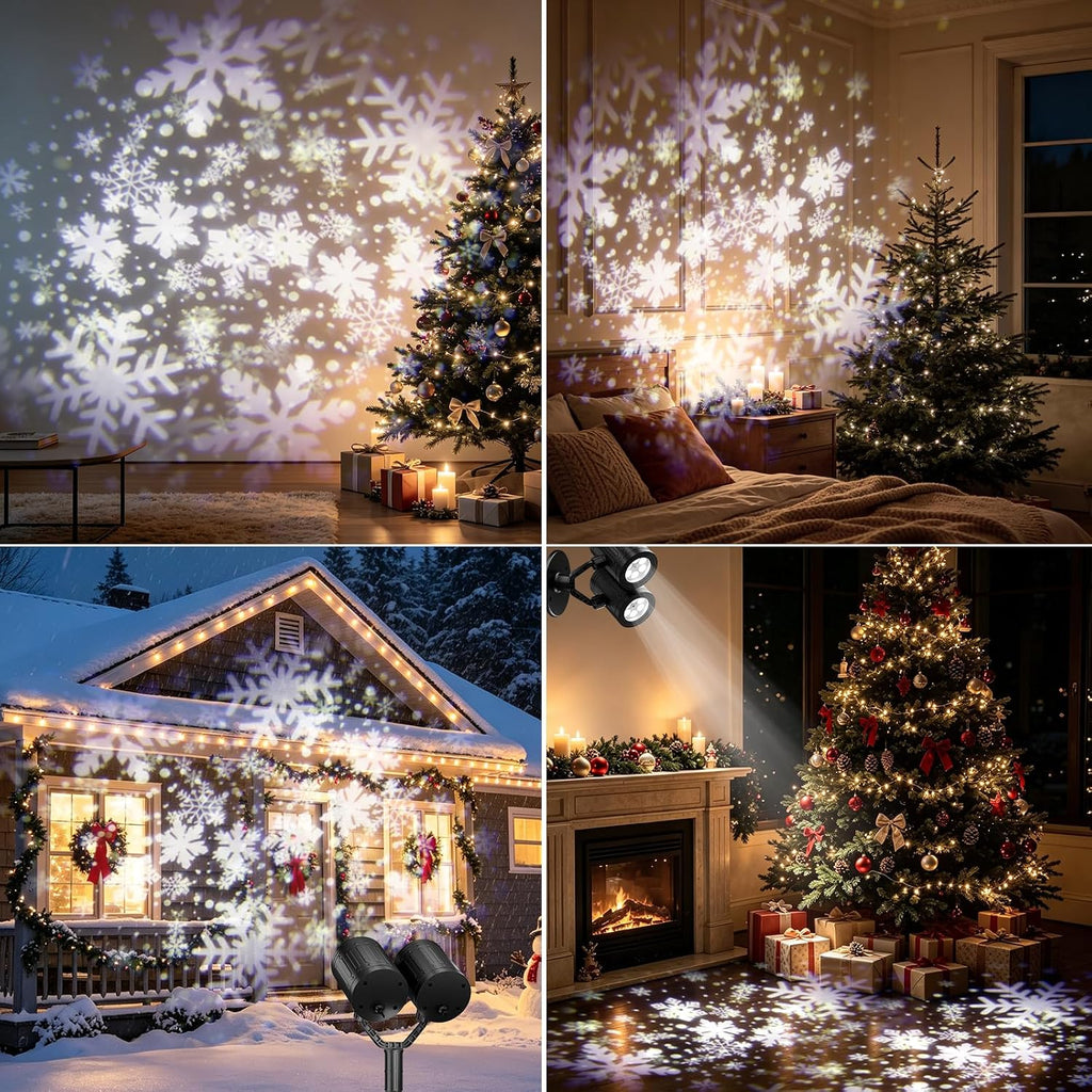 Christmas Snowflake Projector Lights Outdoor Double Head