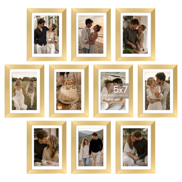 5x7 Picture Frame Set of 10, Display Pictures 4x6 with Mat or 5x7 Without, Multi Photo Frames Collage for Wall or