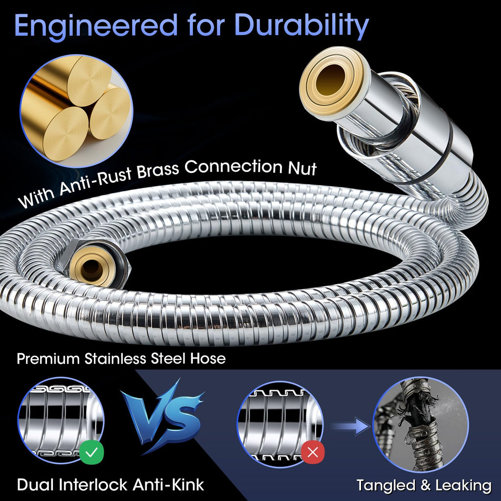 Shower Head with Handheld, High Pressure 10 Spray Modes, Chrome