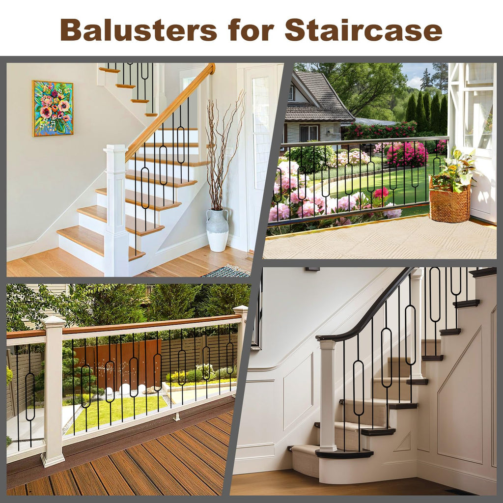 10 Pcs Iron Balusters for Staircase, 44" x1/2" Wrought Iron Balusters & Deck Baluster - Metal Stair Decorative