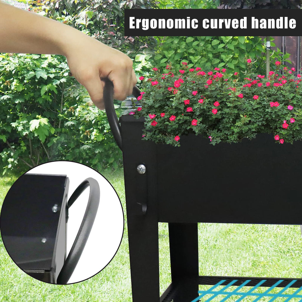 Raised Garden Planter Beds with Wheels Legs, Large Planters Box for Indoor Outdoor Plants, Metal Galvanized Elevated