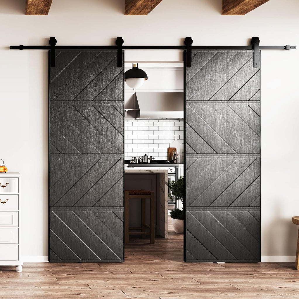 60"(Double 30") x 84" Sliding Barn Door, MDF, with Waterproof Surfac, DIY Assemble, Pre-drilled Barn