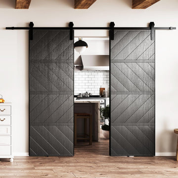 60"(Double 30") x 84" Sliding Barn Door, MDF, with Waterproof Surfac, DIY Assemble, Pre-drilled Barn