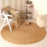 Handwoven 6FT Round Natural Jute Area Rug Rustic Reversible Solid Farmhouse Rug for Bedroom Living R