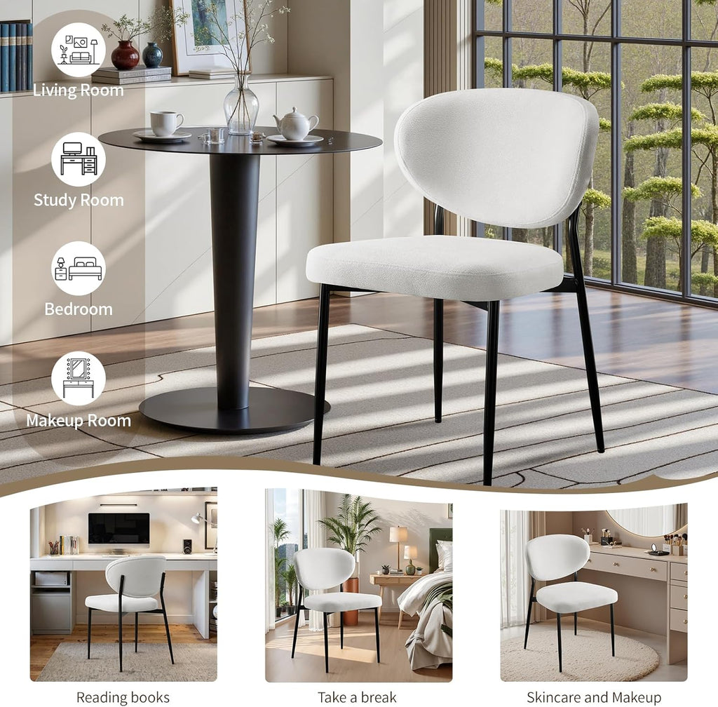Upholstered Dining Room Chairs Set of 6 Modern Chenille Diner Chairs with 58D Memory Foam Thick Cushion Comfy Armless
