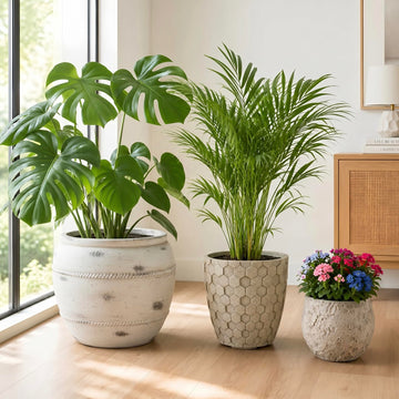 Craft Flowerpots 17.3"+13"+9" Dia Round Concrete Planter Set of 3