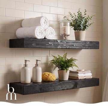 Floating Shelves, Farmhouse Wooden Shelves, 3" Thickness, Set of 2