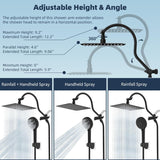 All Metal High Pressure Rainfall 10'' Shower Head, CUPC Certified Handheld Showerhead Combo