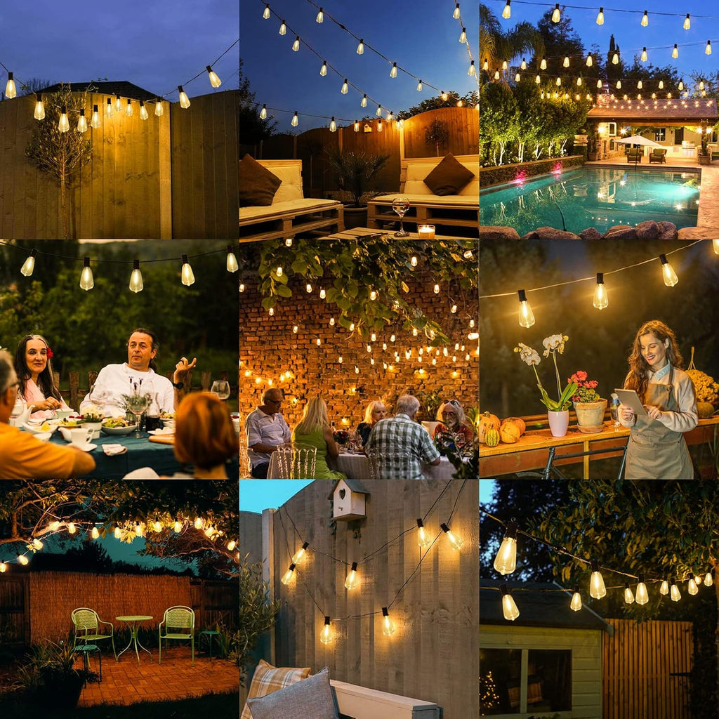 Outdoor String Lights 200FT Waterproof, Patio String Lights for Outside with 100+4 ST38 Shatterproof LED Filament