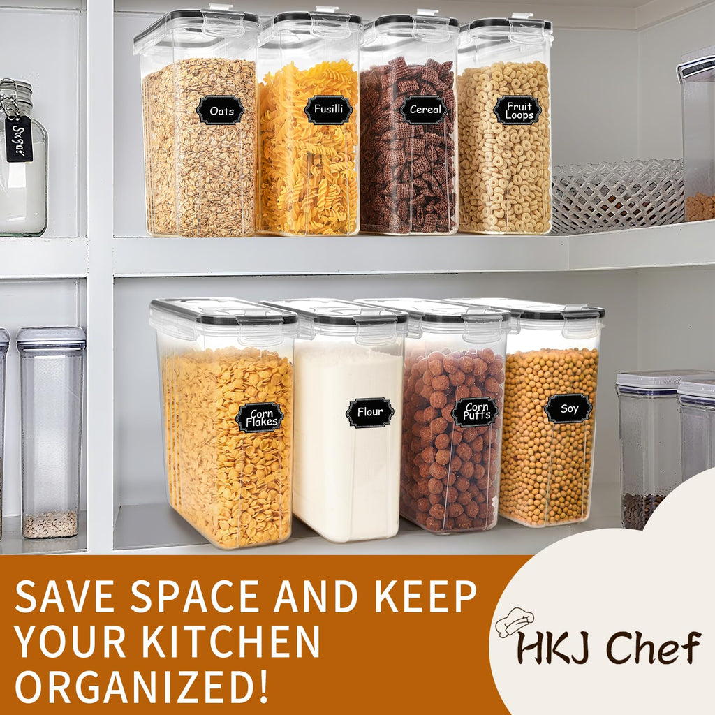 Cereal Containers Storage Set (4L / 135.2oz), 8PCS Airtight Food Storage Containers with Lids, Cereal Dispensers
