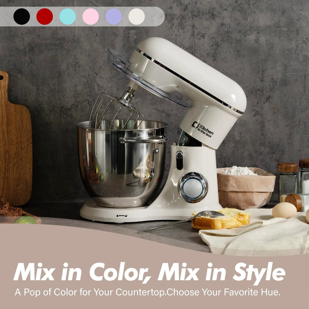 6.5 QT Stand Mixer, 10-Speed Electric Mixer (White)