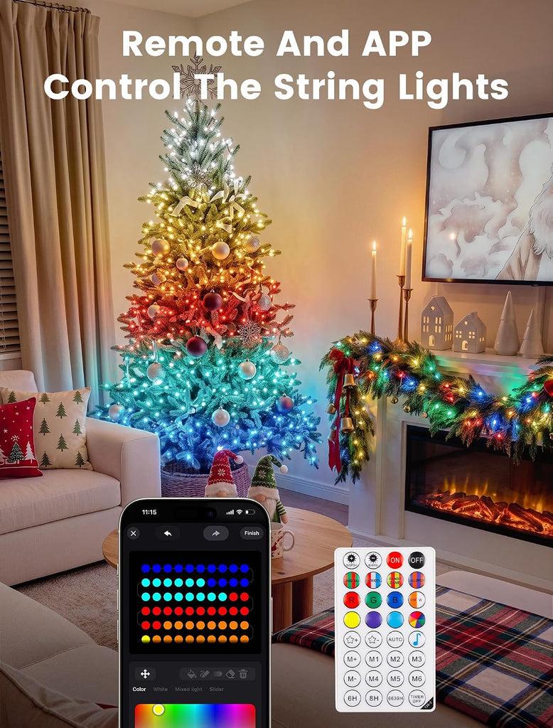 RGB Christmas Lights, 66FT 200 LED Color Changing String Lights