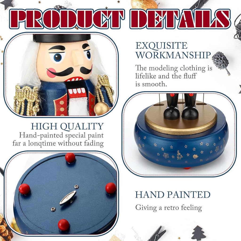 Nutcracker Music Box Wooden Nutcracker Soldier Toy, Retro Style