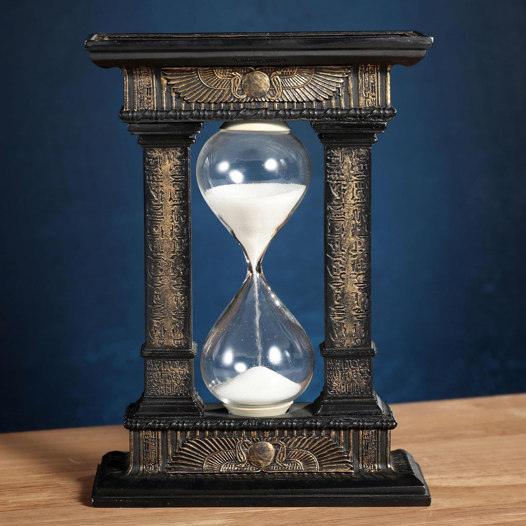 7 1/8 Egyptian Winged Sun Columns Hourglass Resin Sand Timer 5 Minutes