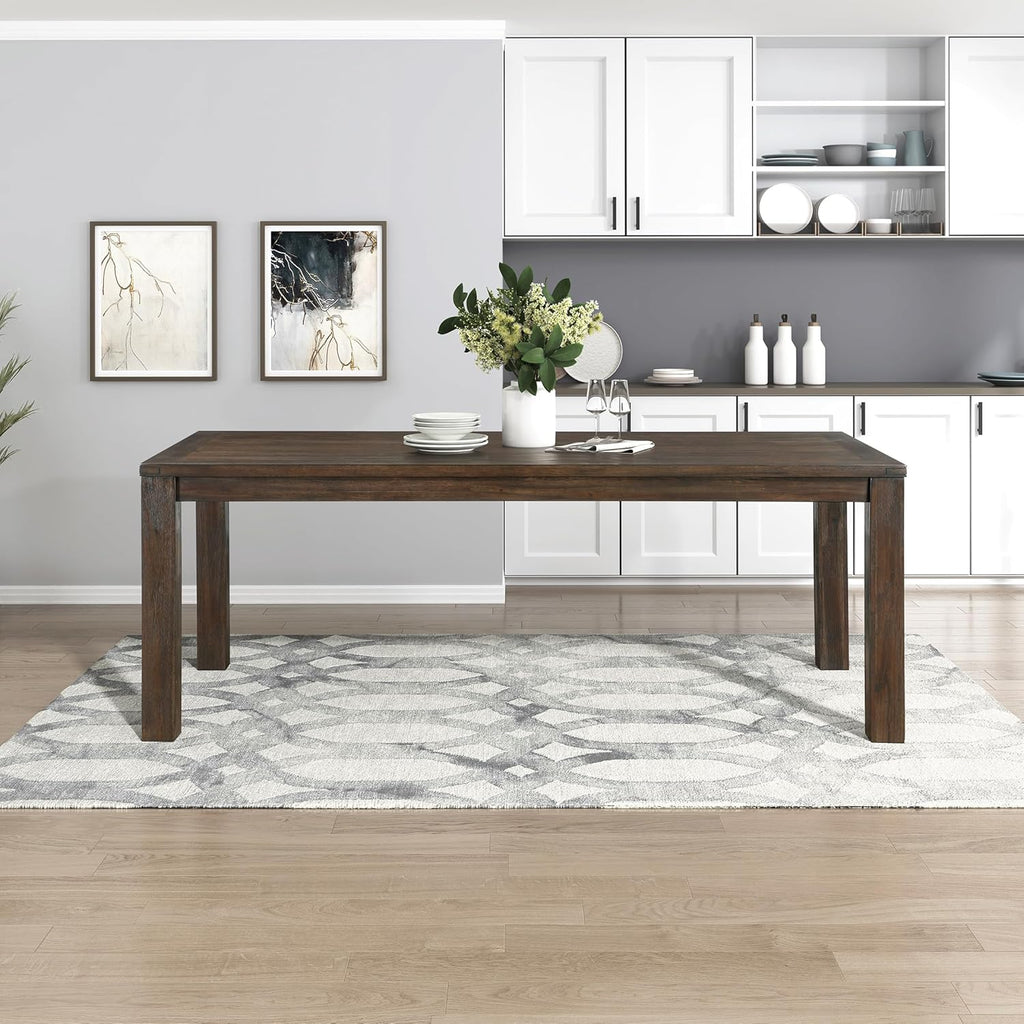 79" Dining Table for 8, Modern Rectangular Dining Room Table, Solid Acacia Wood Dining Table, Modern Wood Table with