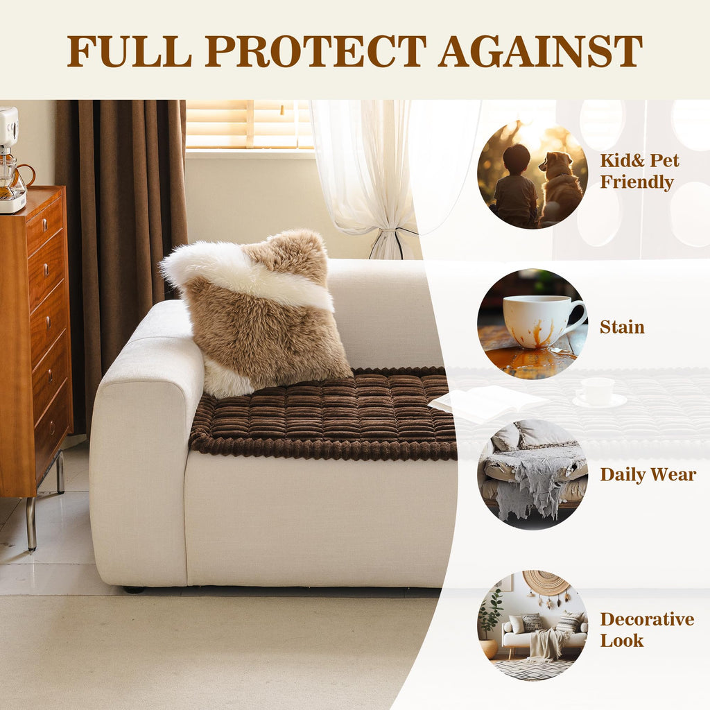 Couch Covers for Dogs, Sofa Cover for 3 Cushion Sofa, Chococlate