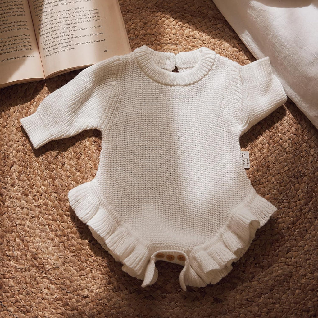 Cotton Newborn Set with Knit Sweater, Hair Band, Booties, Baby Girls