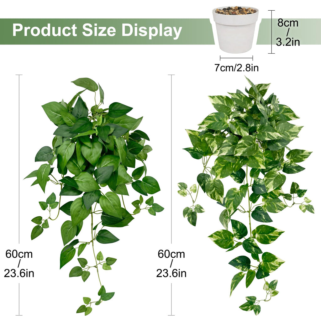 2 Pack Artificial Hanging Plants with White Pots 23.6''
