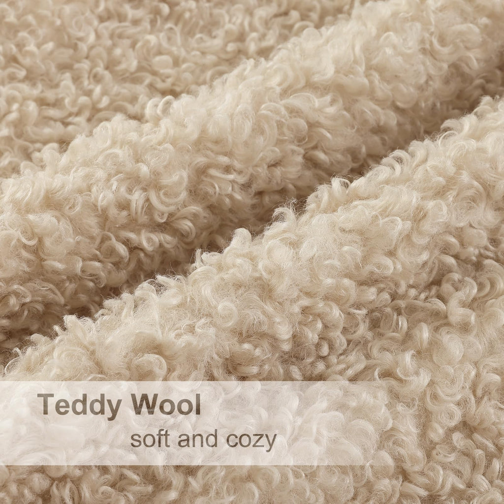 Sherpa Throw Pillow Covers 20x20 Set of 2 Neutral Oatmeal