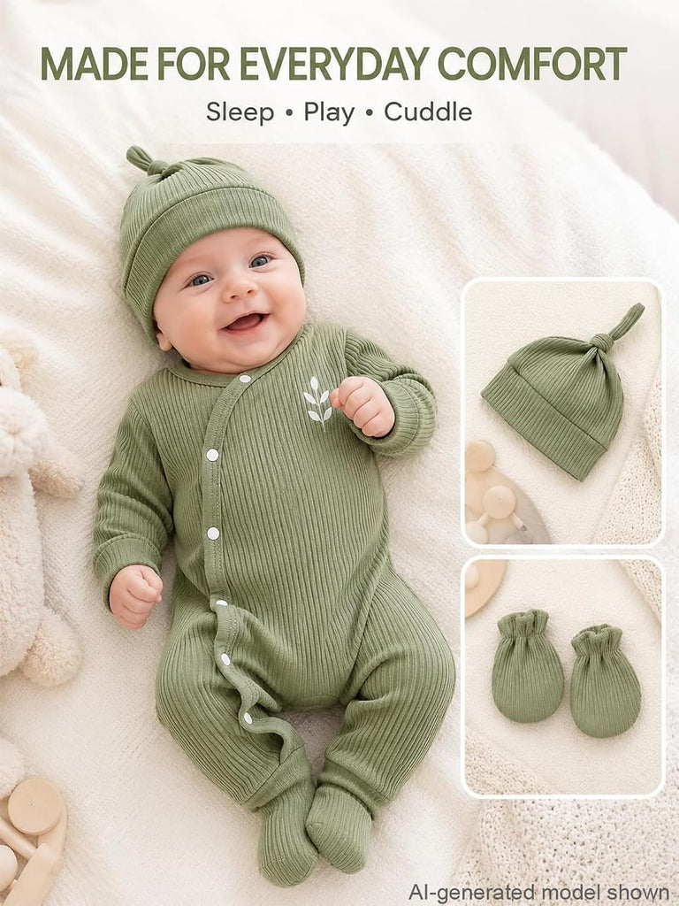Baby Boy Piece Ribbed Romper Set