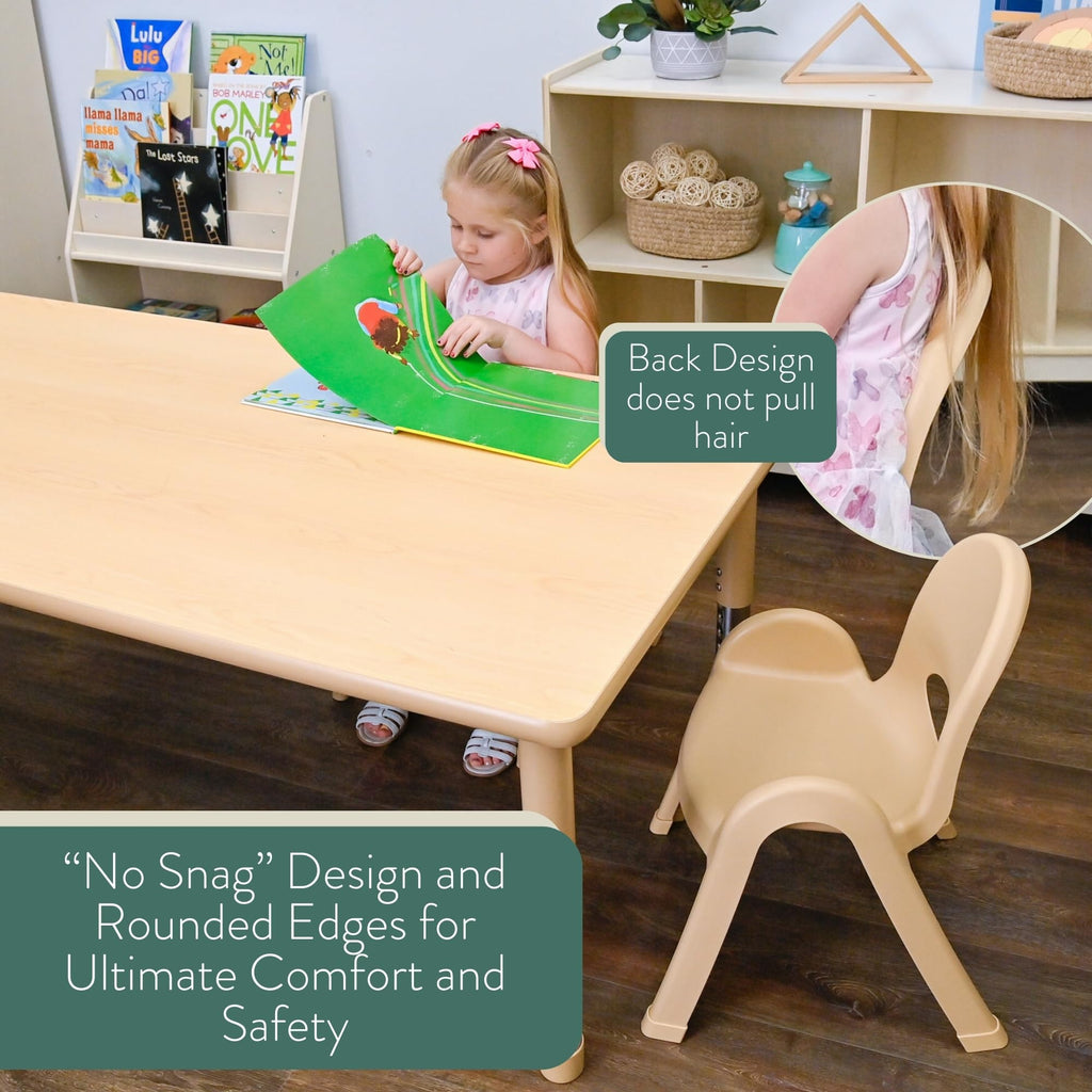 Value Stack 5" Child Chair, Natural Tan, 4 Pack, Stackable Ergonomic Seating Solution for Classrooms and Homeschools