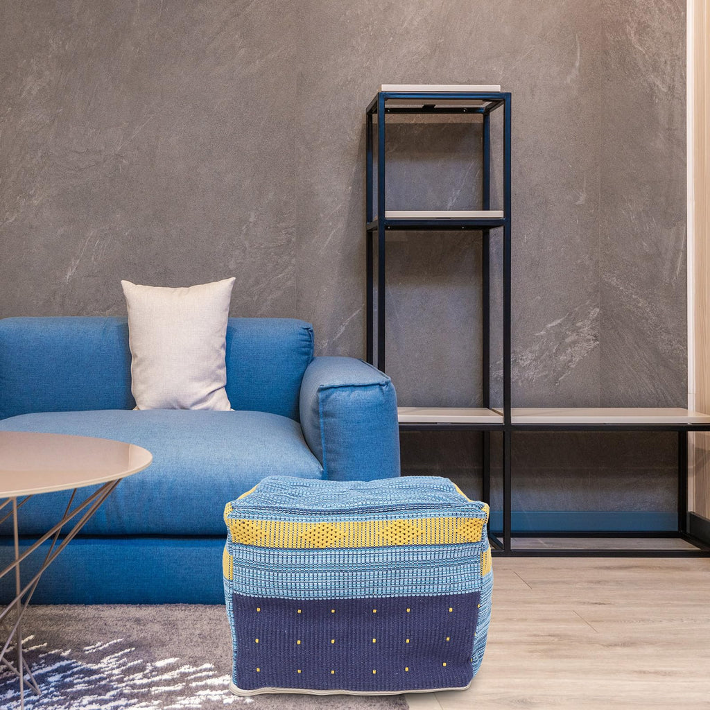 Pouf Cover Square Pouf Ottoman Cover Boho Linen Cushion Decorative Square Unstuffed Thick Cotton Linen Tatami