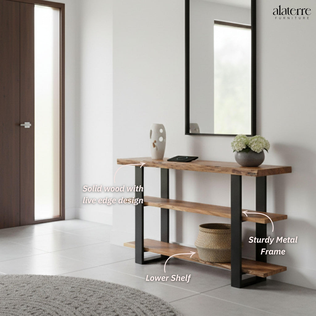 Alpine Live Edge Console Table, Natural, 48" x 16" x 30"