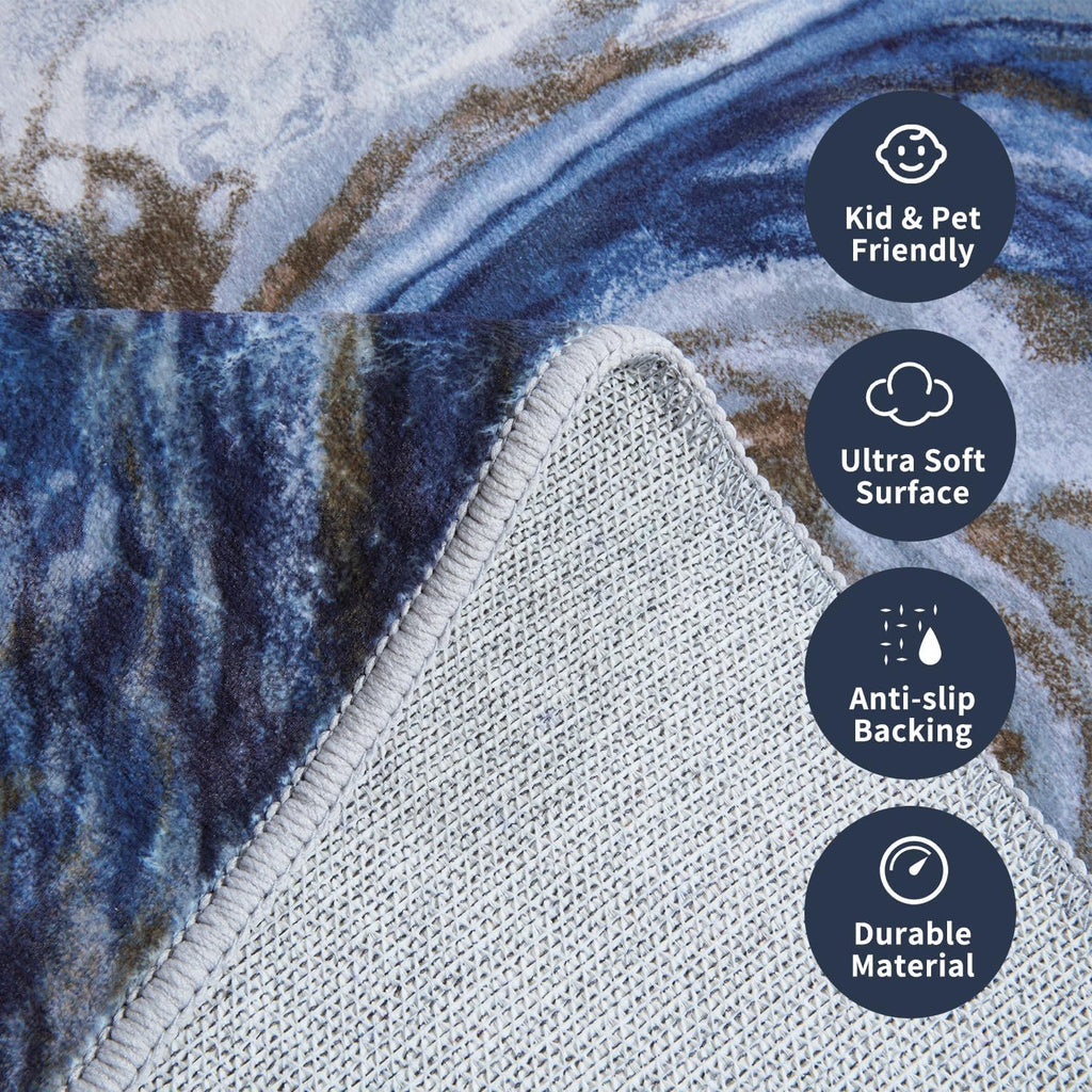 9x12 Area Rugs for Living Room, Modern Abstract Rug for Bedroom, Contemporary Machine Washable Rug, Large Stain