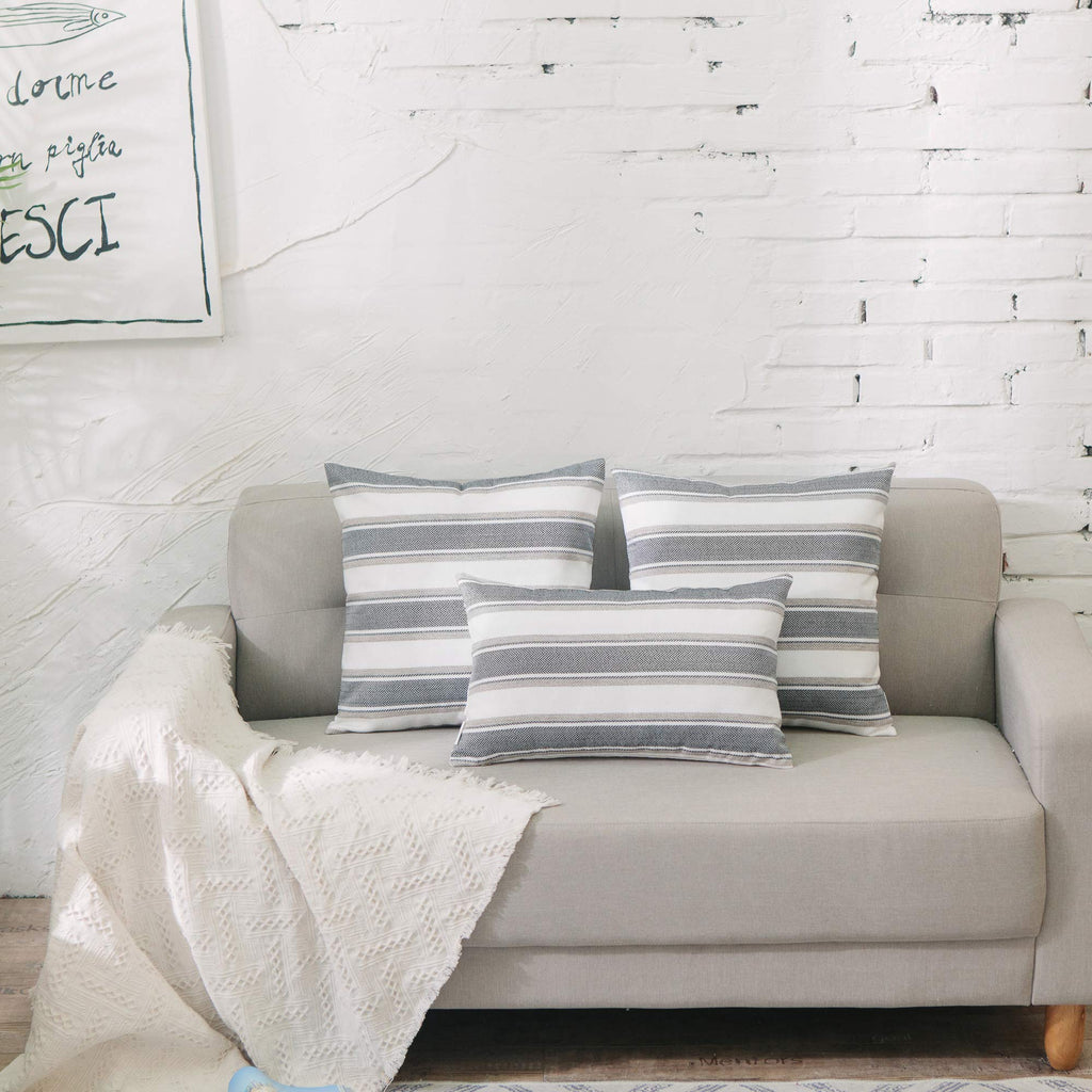 Multi Color Stripe Pillow Case Soft Linen Square Decorative Throw Cushion Cover Pillowcase with Invisible Zipper for