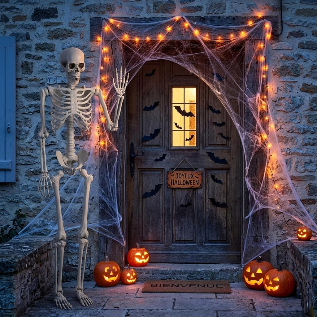 Life Size Skeleton, 5.4Ft/165cm Halloween Skeleton Poseable Skeleton Full Body Human Bones with Movable Joints