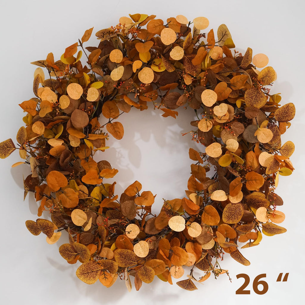 Eucalyptus Wreaths for Front Door Handmade Green Leaves Wreath for Summer, Spring and All Seasons, Greenery Floral