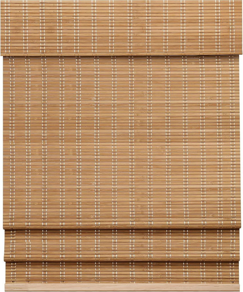 Cordless Bamboo Roman Shades for Windows, 23'' W x 60'' H | Natural Light Filtering Bamboo Window Blinds, Bamboo