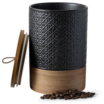 Large Jar with Lid, Ceramic Coffee Container, Black & 64 fl.oz