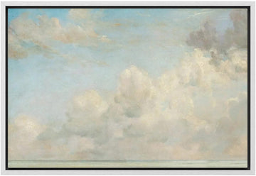 Framed Canvas Print Wall Pastel Blue Cloud Country Skyline Nature Wilderness Illustrations Realism Decorative Scenic