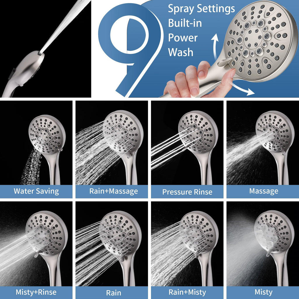 Slide Bar Shower Set with Handheld Shower Head, ADA-Compliant Stainless Steel Grab Bar, Adjustable Height and 69-Inch