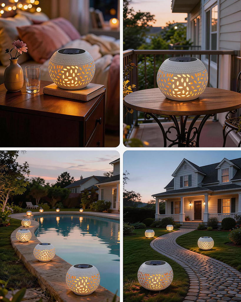 Lanterns Outdoor Waterproof, Flickering Flame Solar Table Lantern