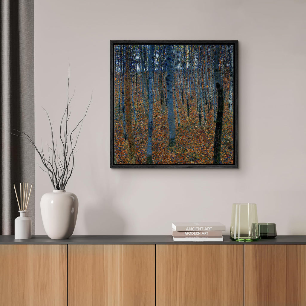 Framed Canvas Print Wall Art Beech Grove by Gustav Klimt Historic Cultural Illustrations Fine Art Traditional Scenic