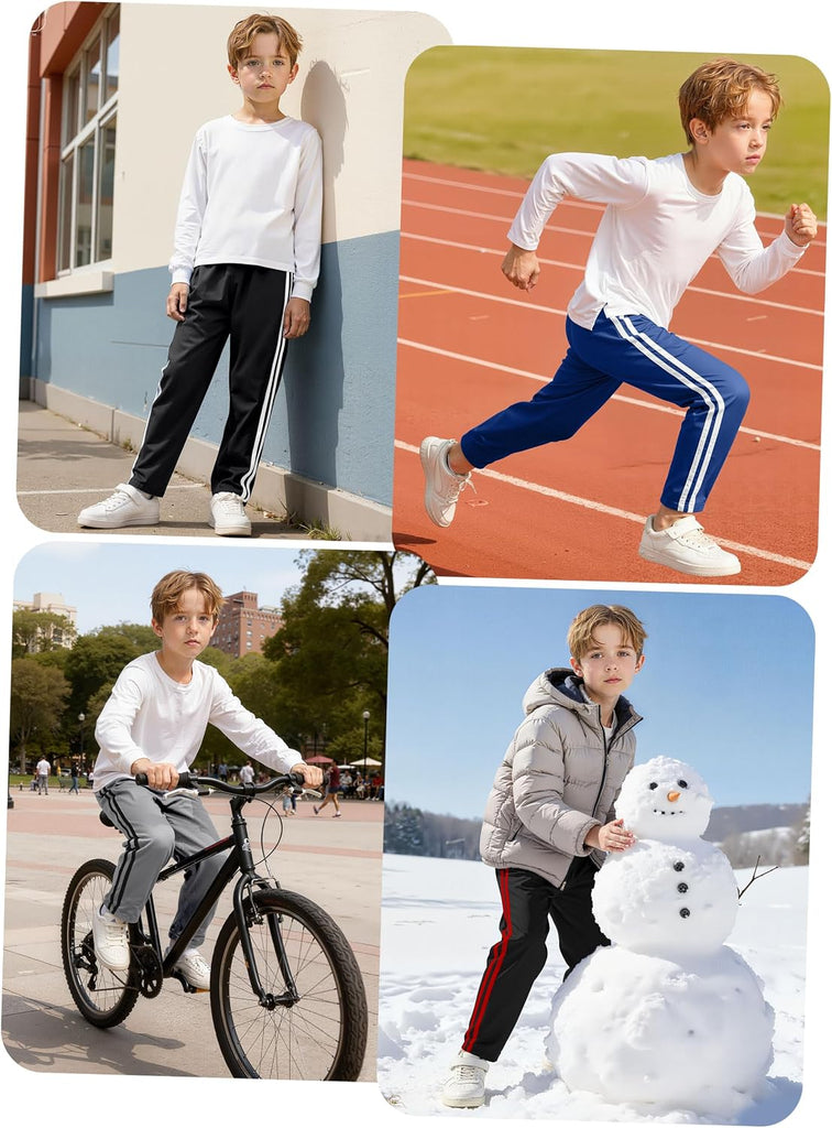 4 Pack Boys Sweatpants Athletic Fleece Jogger Pants