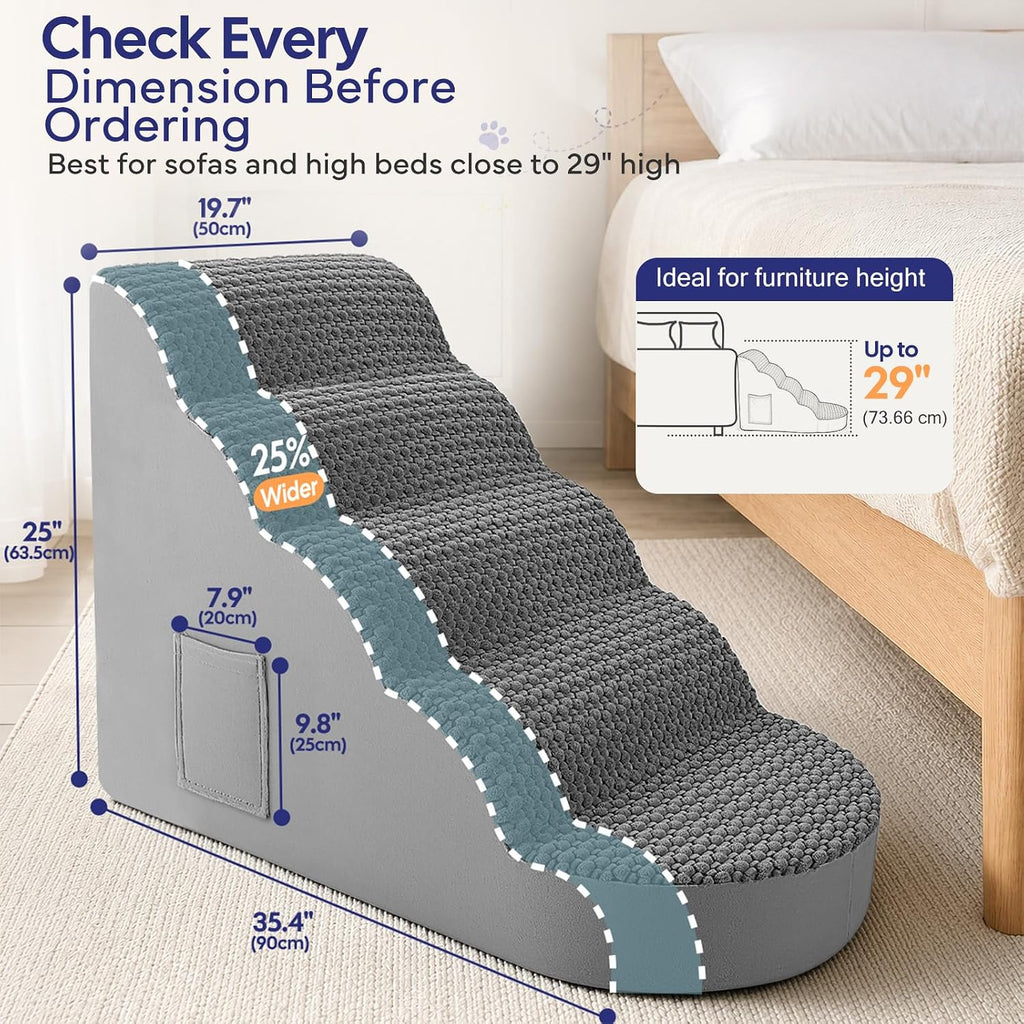 Dog Stairs for Large Dogs, Extra Wide 20" Dog Ramp for Bed