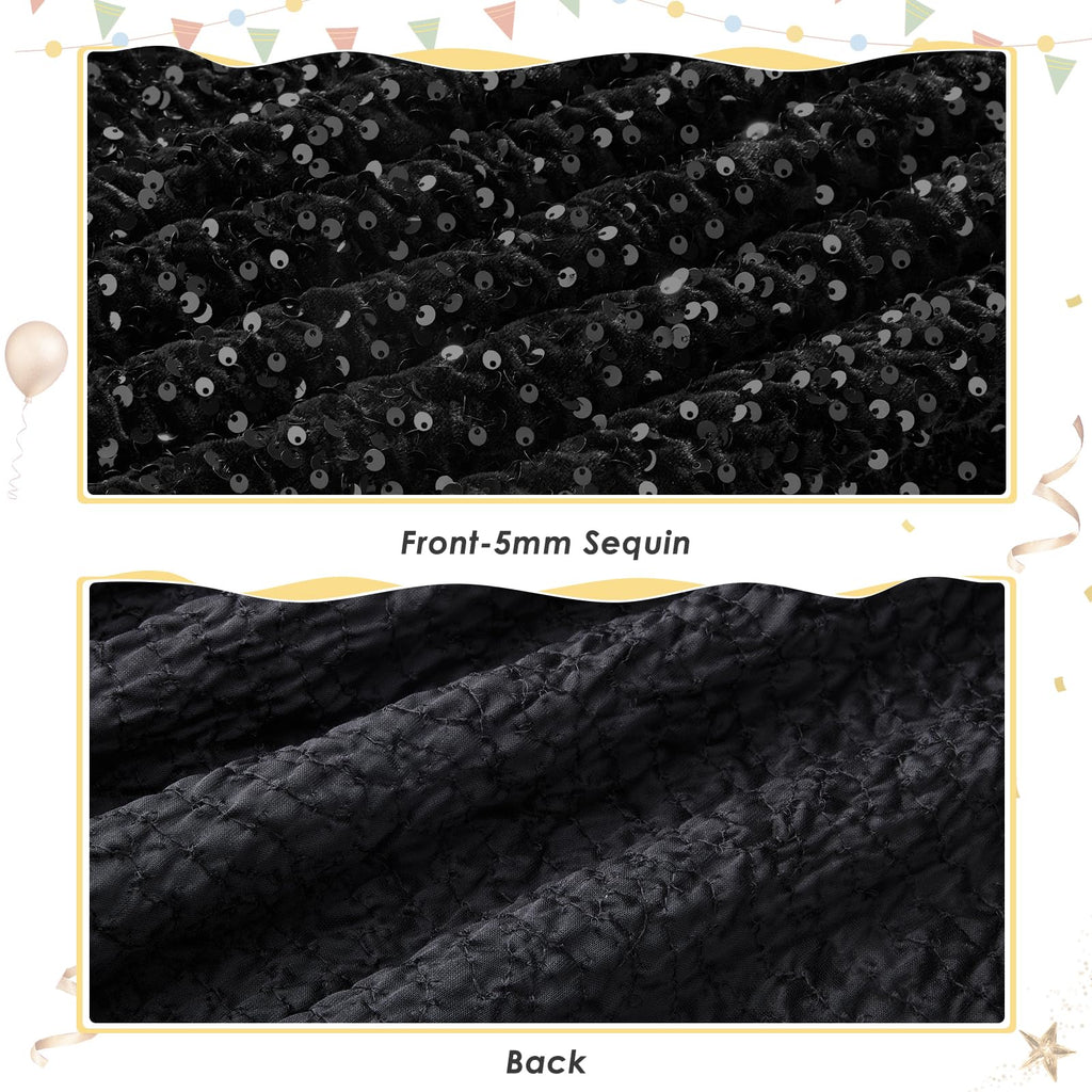 5 Yards Black Sequin Soft Velvet Fabric by The Yard