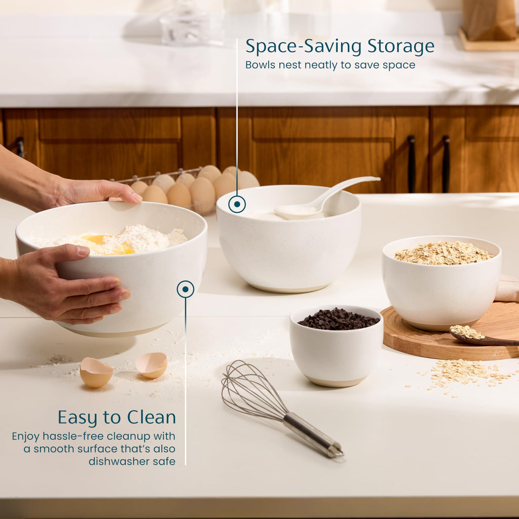 Mixing Bowls, Ceramic Nesting Bowls, Stoneware Kitchen Bowls, For Prep, Serving, Dishwasher Safe, 18/40/90/140 oz