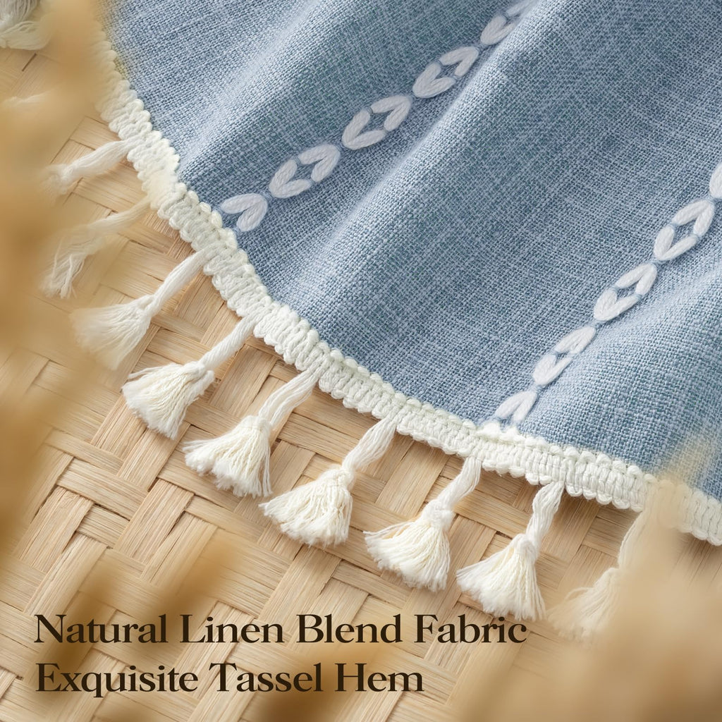 Blue Ringless Boho Striped Tassel with Snap Liner 72x75