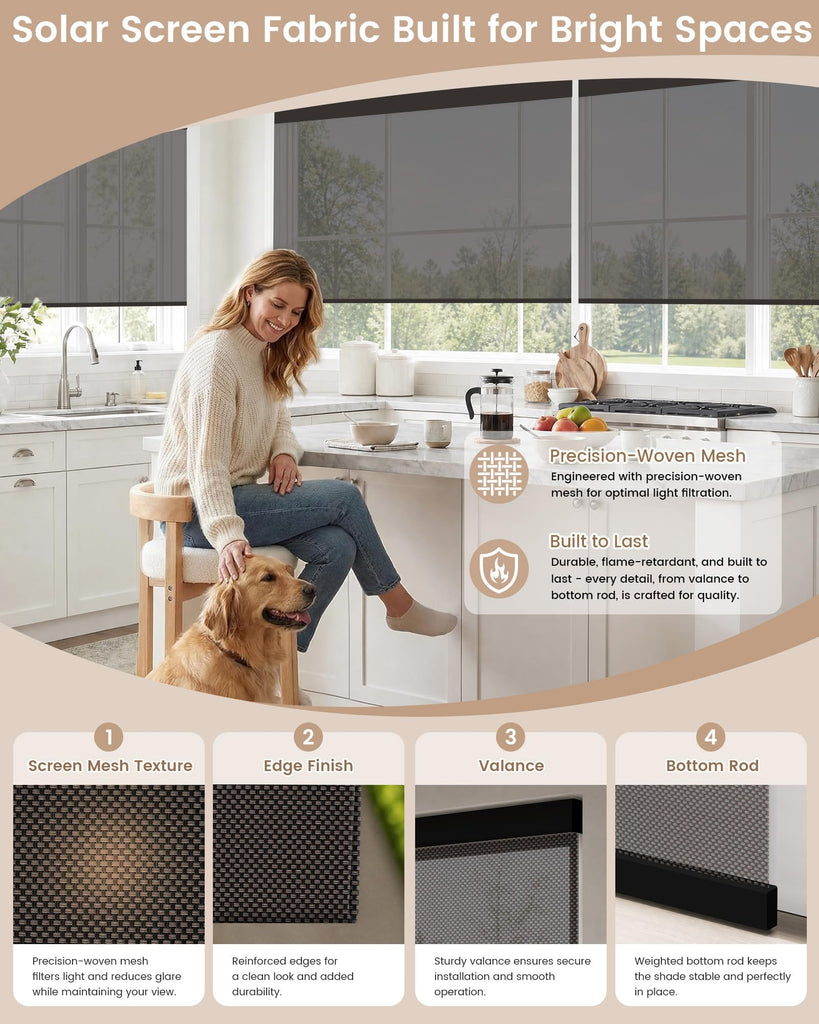 Motorized Blinds with Remote - Motorized Sunscreen Solar Shades