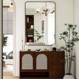 30 x 48 Inch Bathroom Mirror, Rounded Rectangular Vanity Mirror for Wall, Modern Mirror for Room Decor, Black Framed